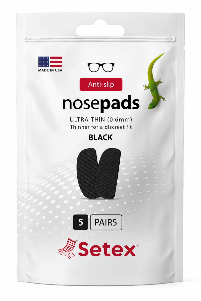 Setex nose pads packaging with black nose pads on a white background