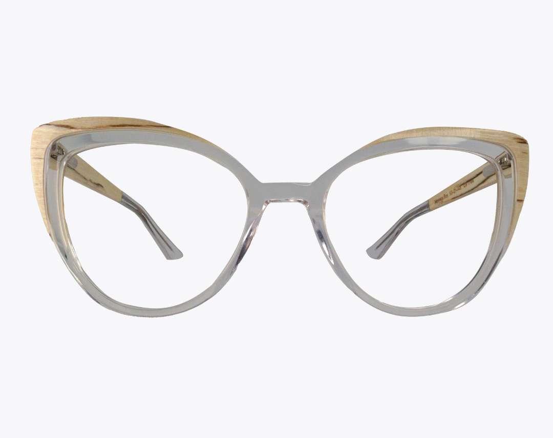 Montego Bay Wooden Eyeglasses Cat Eye Acetate Ice Wood Frames