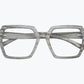 Folded pair of gray wayframe wooden eyeglasses made of silver oak with subtle black wood grain accents by NURILENS.