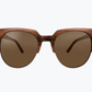 Brown browline sunglasses with brown lenses made of Kevazingo and metal by NURILENS.