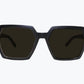 Dark brown wayframe sunglasses made of ebony with subtle black wood grain with dark gray lenses by NURILENS.