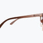 Profile of brown browline glasses made of Kevazingo and metal by NURILENS